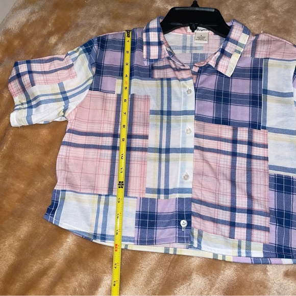 Passport cropped patchwork top size small short sleeve button down shirt NWT/ - Picture 9 of 12